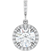 14K Gold 1 CTW Round Diamond Halo Pendant with Diamond Bail